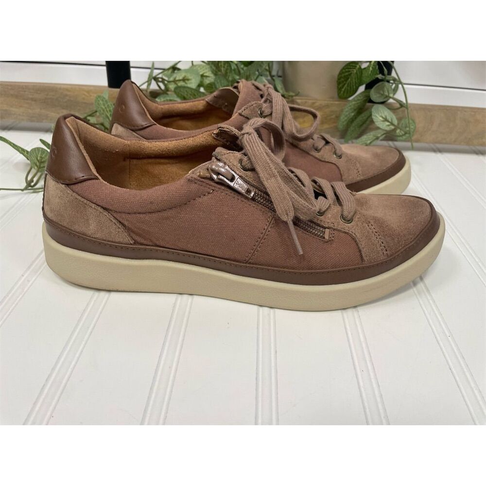 Vionic Mayra Mauve/Brown Sneakers Size 7.5 Suede & Canvas Zip - Picture 10 of 10